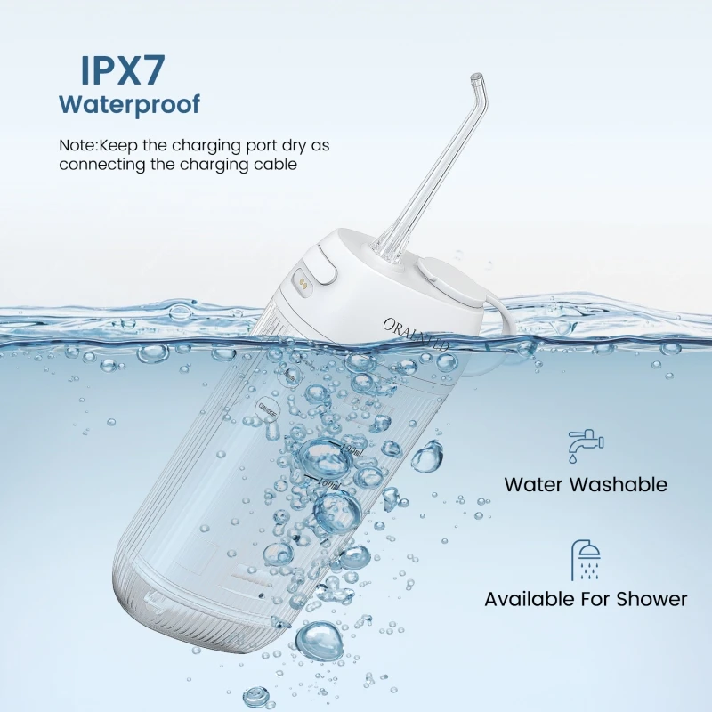 ORALNEED Portable Oral Irrigator IPX7 Dental Water Jet Flosser Rechargeable Water pick Thread Home Travel Mouth Washing Machine