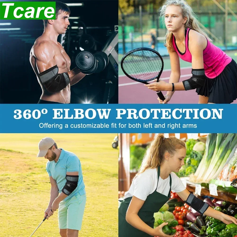 Tcare 1/2/4Pcs Elbow Immobilizer Brace with 2 Removable Splints, Adjustable Breathable Elbow Support for Sleeping Sports Gym Men