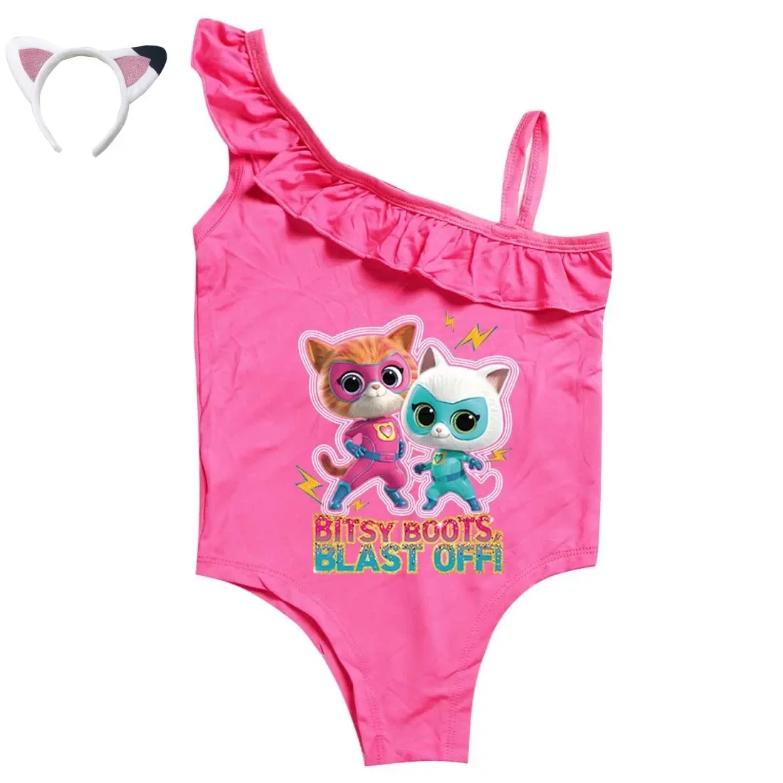 

2023 New Superkitties Swimwear Kids One Piece Tankini Suits Baby Girls Swimsuit Children Cartoon Bathing Suit for Summer Holiday