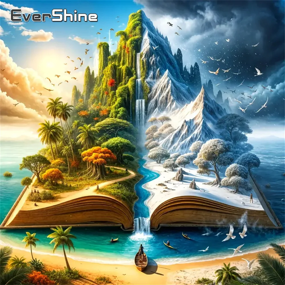 Evershine 5D-Diamantgemälde zum Selbermachen, Berglandschaft, geeignet für Anfänger, Stickbuch, abstraktes Mosaik, Saisonhandwerk