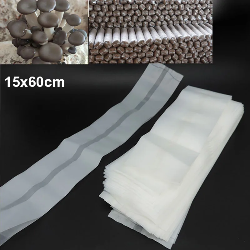 

25/50 Pcs 15x60cm PVC Mushroom Spawn Grow Bag pots Substrate High Temp Pre Sealable Garden Supplies For Mushrooms Fungus o1