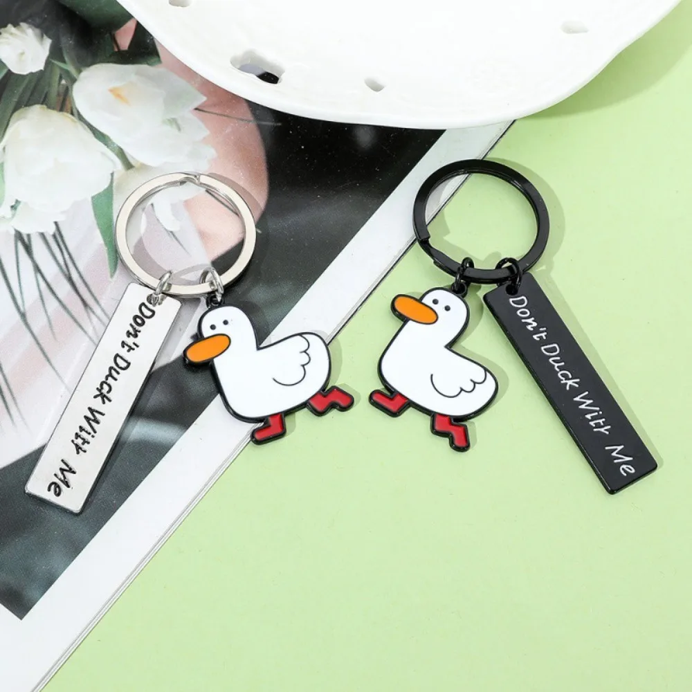 2pcs Fashion Creative Cheering Duck Keychain Pendant Don’t Duck with Me Mini Key Chain Cartoon Alloy Bag Charms Student Backpack