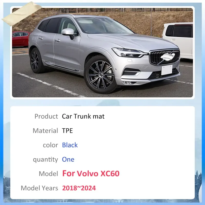 For Volvo XC60 2018 2019 2020 2021 2022 2023 2024 Car TPE Rear Trunk Mat Floor Mat Rubber Cargo Liner Storage Box Pad Waterproof