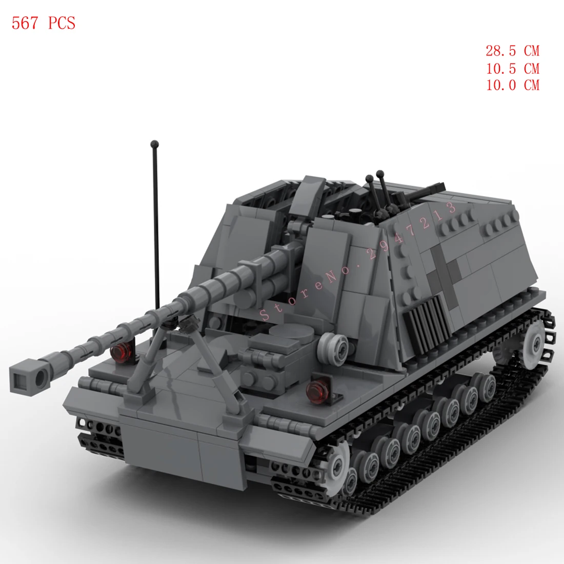 Modèle de construction en briques de véhicules militaires de la Seconde Guerre mondiale, chasseur de chars Rhino, équipement de l'armée allemande, armes, front de l'Est, jouet cadeau