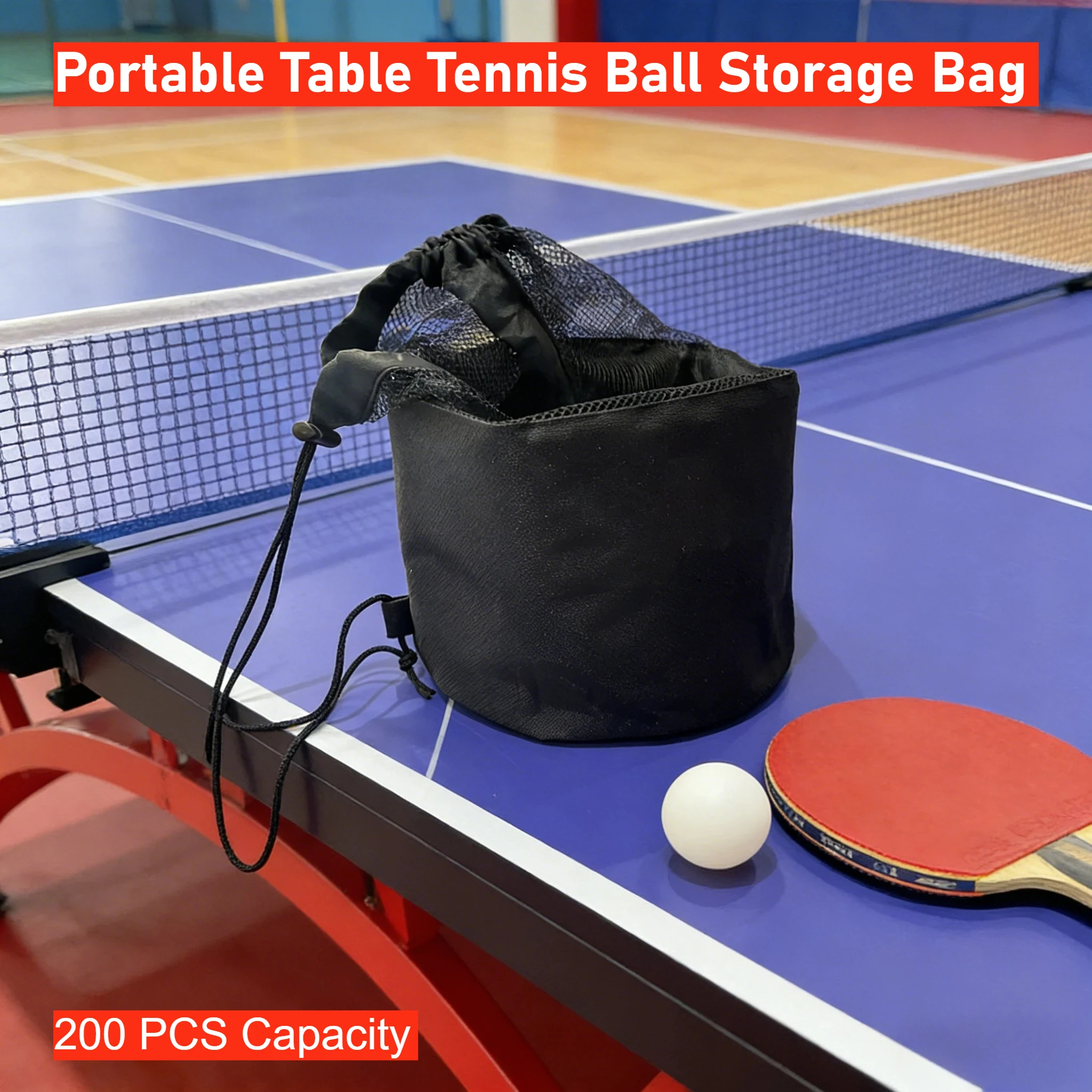 

Сумка для хранения теннисных мячей для пинг-понга, портативная, вместимостью 200 штук, чехол-держатель для тренировочных мячей