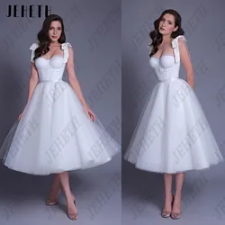JEHETH Midi Spaghetti Straps Prom Dress Sweetheart Tulle Evening Gowns Elegant A-Line Backless Vestidos Fiesta Mujer Customized