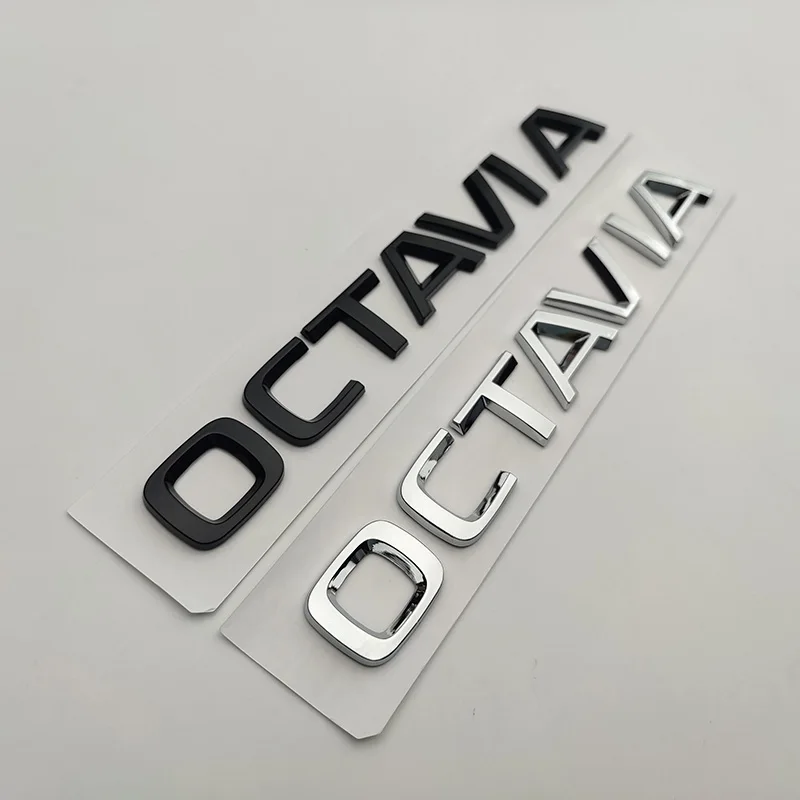 3D ABS Chrome Black Logo Octavia Emblem Letters Car Rear Trunk Badge Octavia 1 2 3 4 A5 A7 MK3 Octavia Sticker Accessories