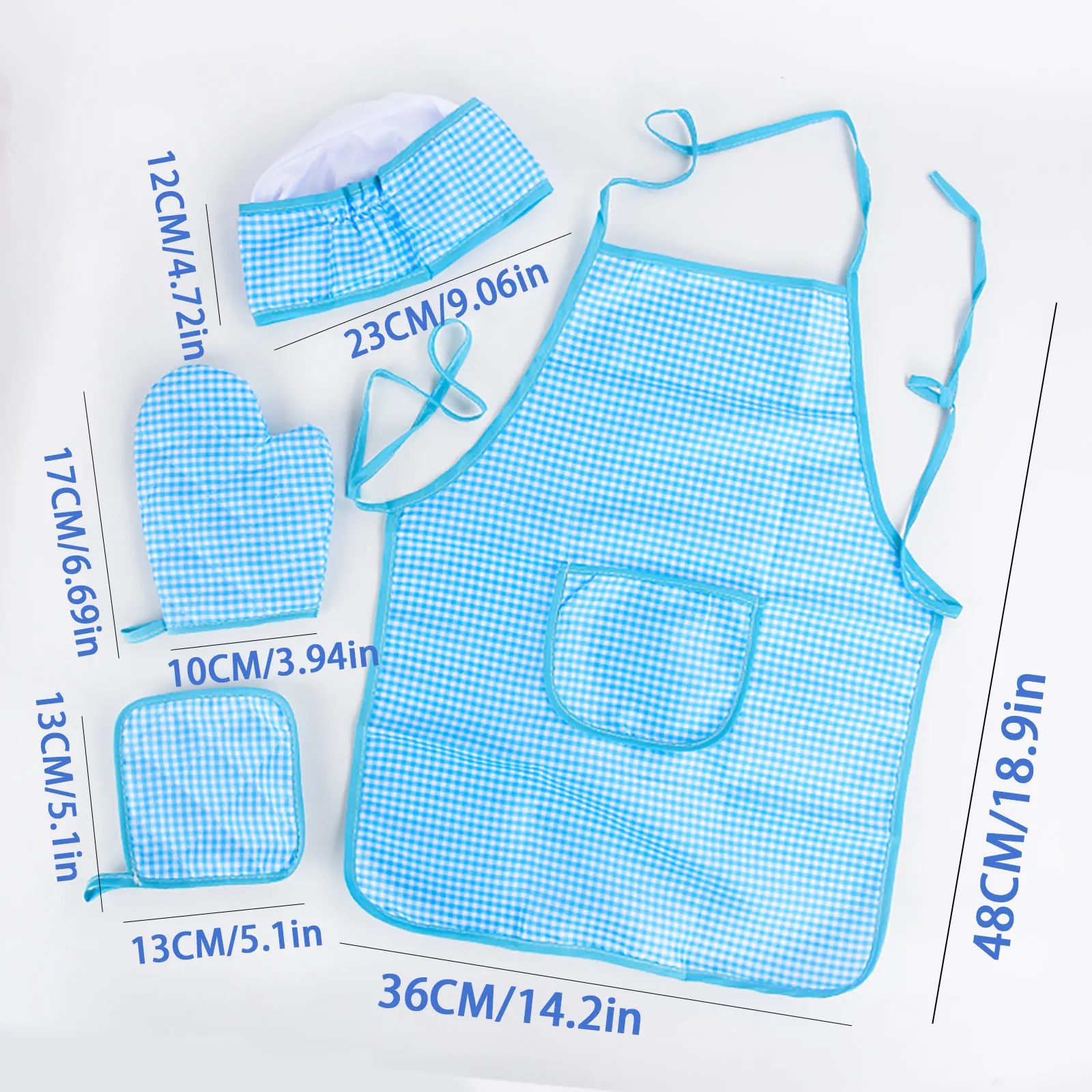 Küchenkleidung für Kinder, professionelle Rollenspiele-Performance-Kleidung, Spielhaus, Stillkleidung, karierte Küchenschürze