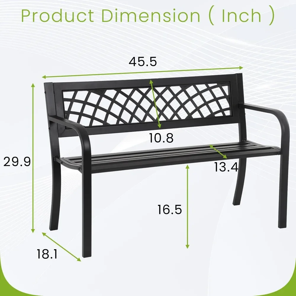 Top Quality Garden Bench,Outdoor Benches,Iron Steel Frame Patio Bench with Mesh Pattern