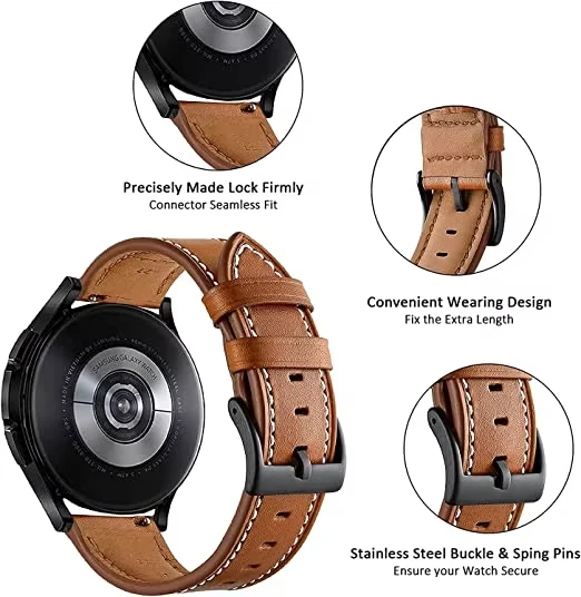 Leather Band For Amazfit Active 2 20mm 22mm Smartwatch Strap For Amazfit Bip 6 5 3Pro/GTR 4 3 2/GTS 4 3 2/Stratos 2 3/Balance 2