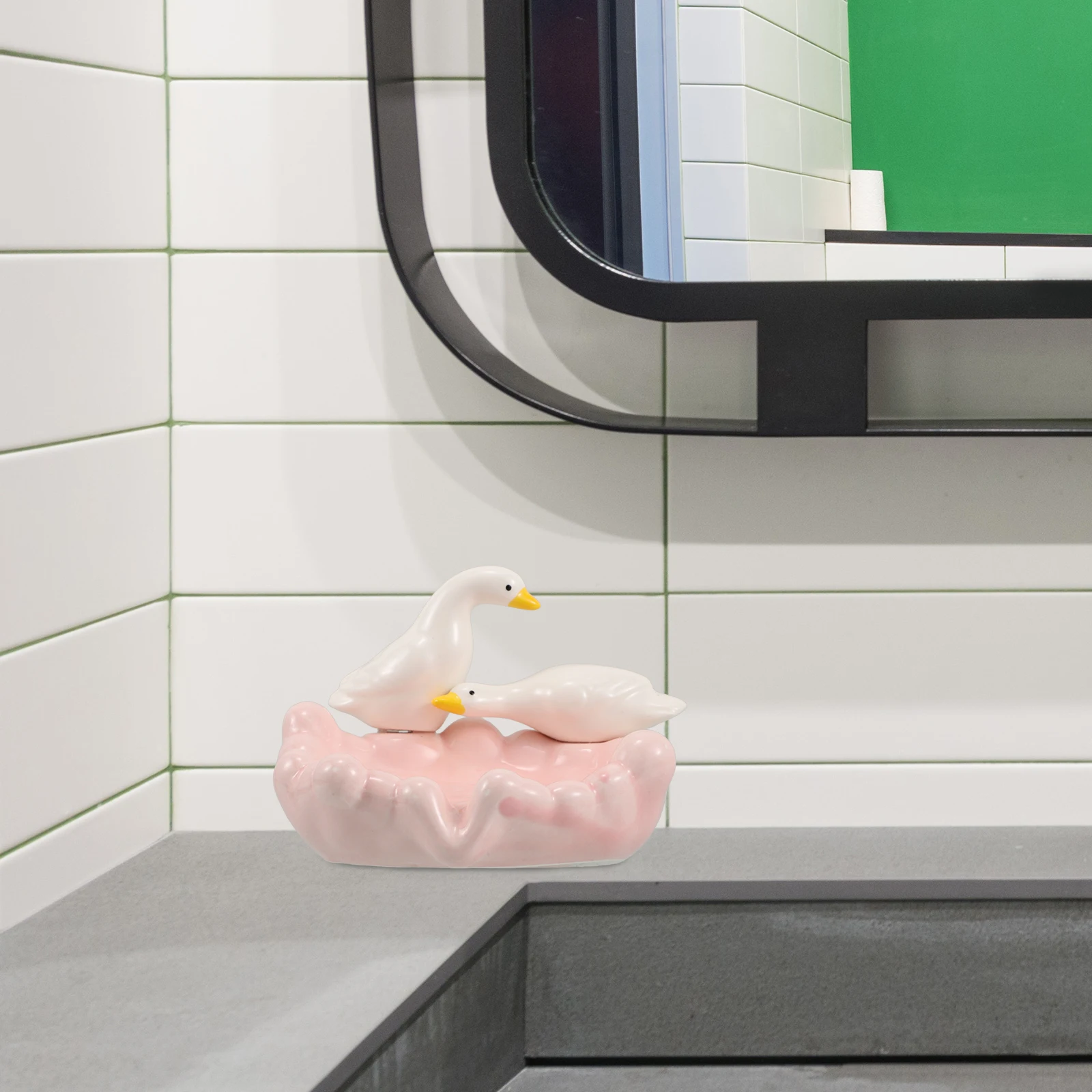 

Cute Duck Holder Bathroom Dishes Ceramic Self Draining Soap Tray Tray Storage Shower Sponge Box Pad Draining Dish