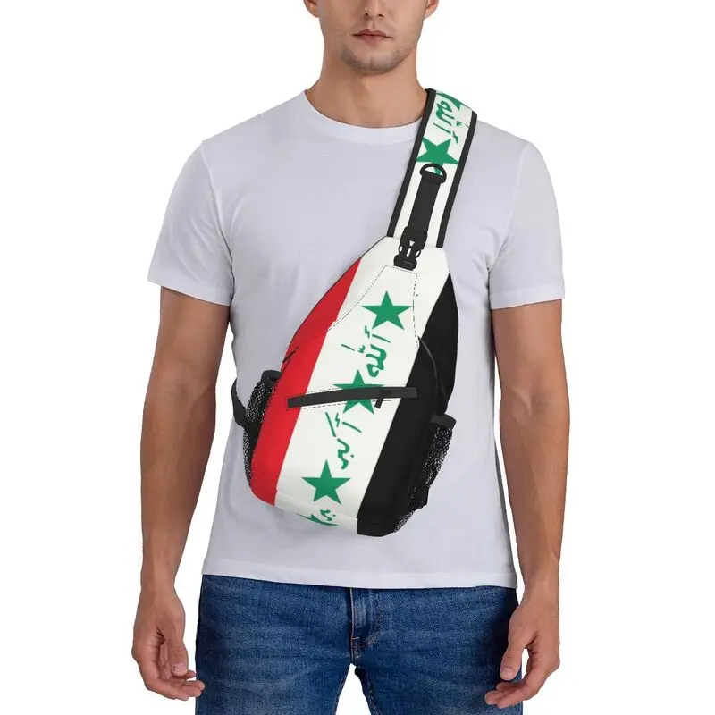 Iraq Flag Country Shape Crossbody Sling Backpack Men Custom Iraqi Patriotic Gift Chest Shoulder Bag for Travel Hiking Daypack