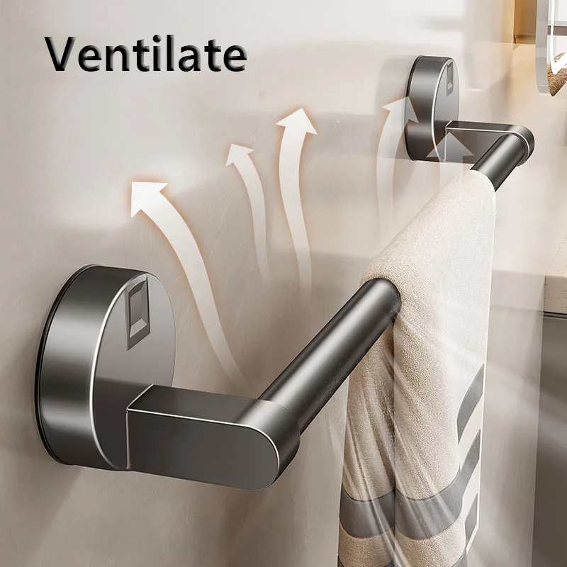 Non Perforated Suction Cup Wall Mounted Towel Rack, Bathroom Storage Rack, Bathroom Horizontal Bar Towel Rack