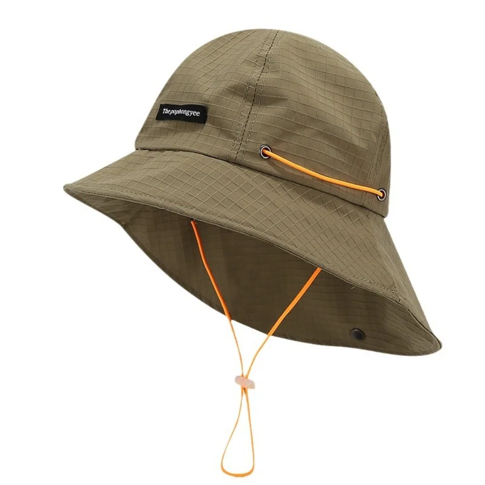 

Fashion Solid Color Drawstring Fisherman Hat Quick-drying with Neck cover Wide Brim Sun Hat Sun Protection Hiking Hat Travel
