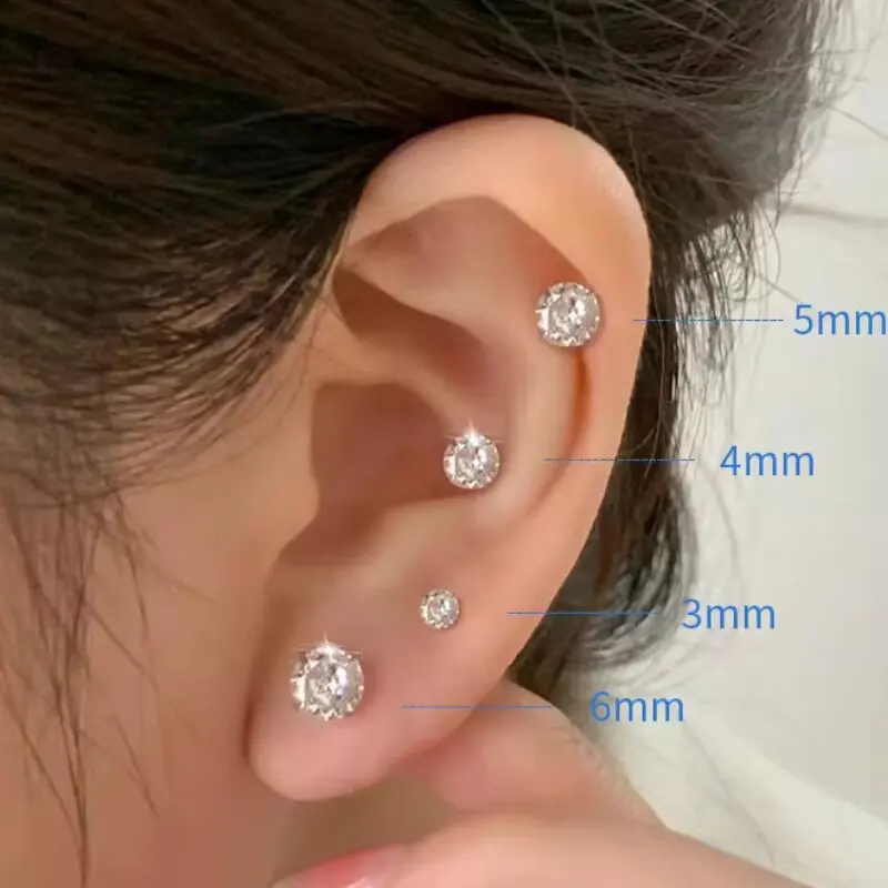 1PCS Titanium push threadless prong set zircon labret rings Labret Piercings  Stud Earrings