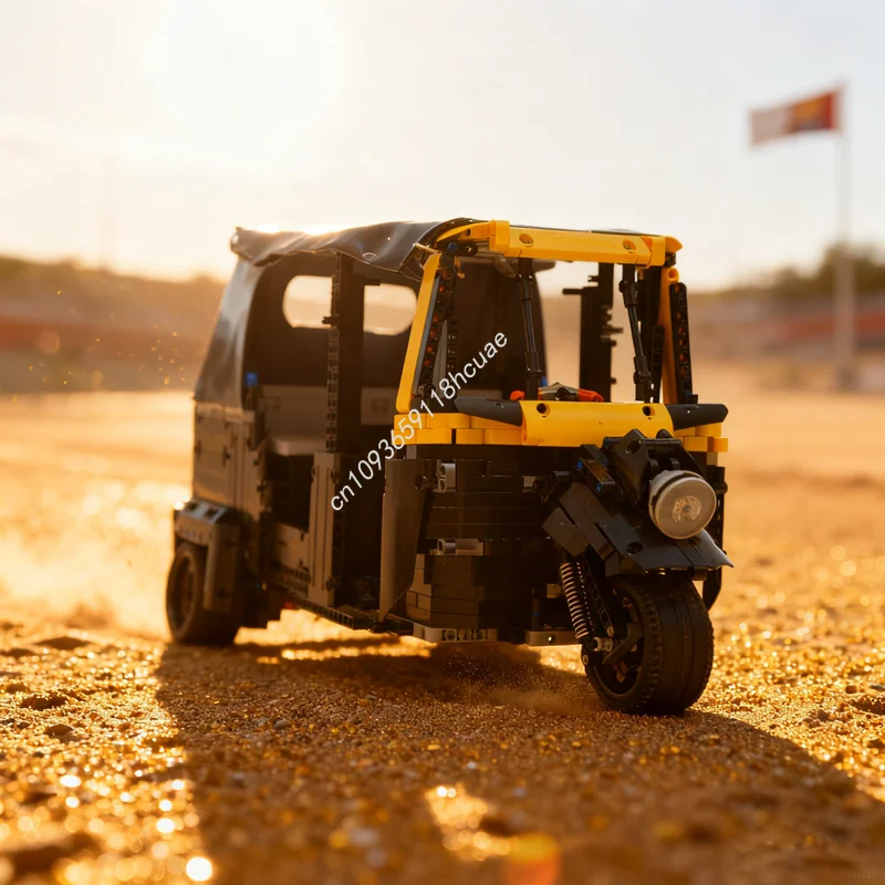 

1961 шт. MOC Bajaj Re Auto Rickshaw, техническая модель, строительные блоки, игрушка, архитектура, сборная идея, Рождественский подарок, кирпич для детей