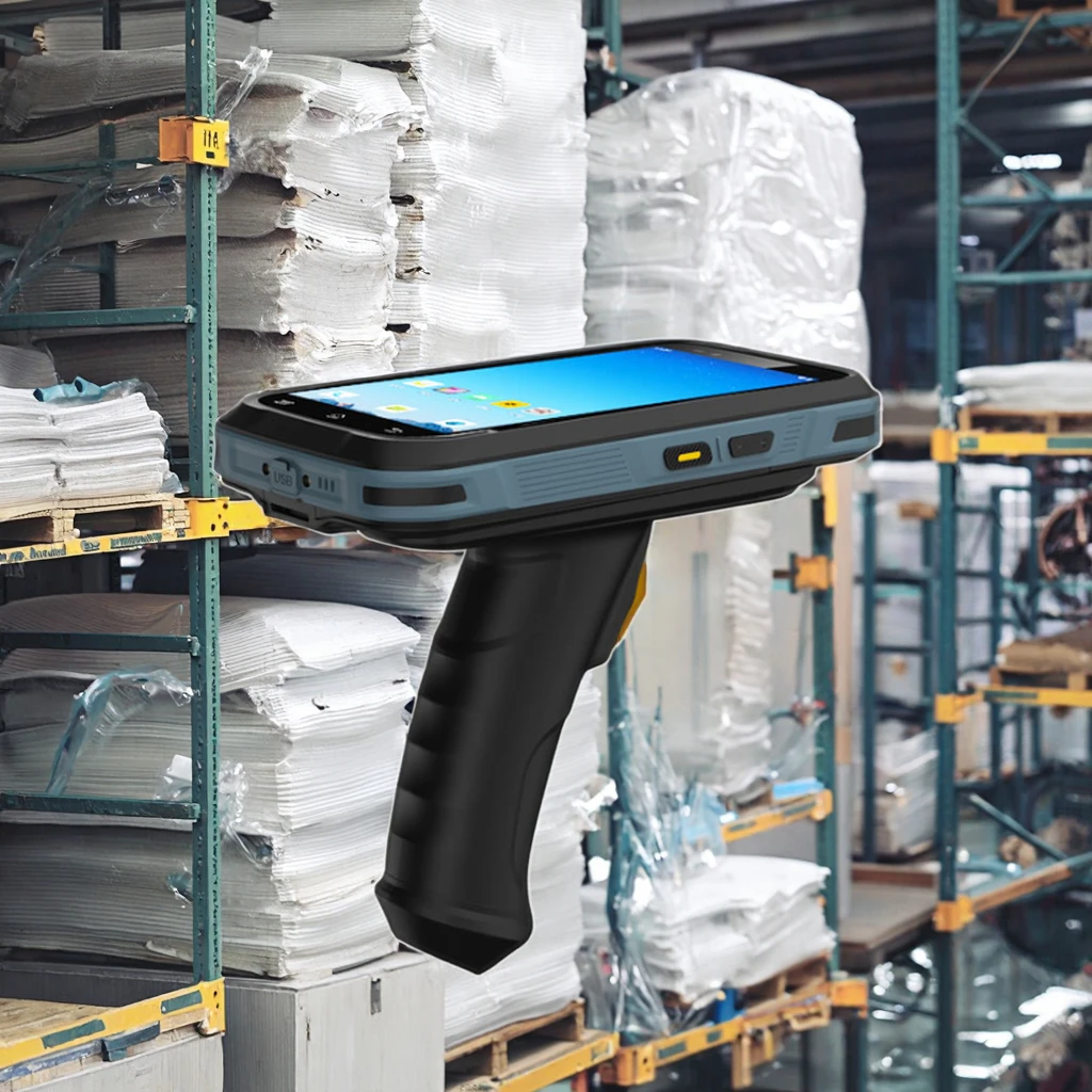 

Android 12 Handheld PSAM NFC with Handle Remote 2D Barcode Scanner Durable PDA