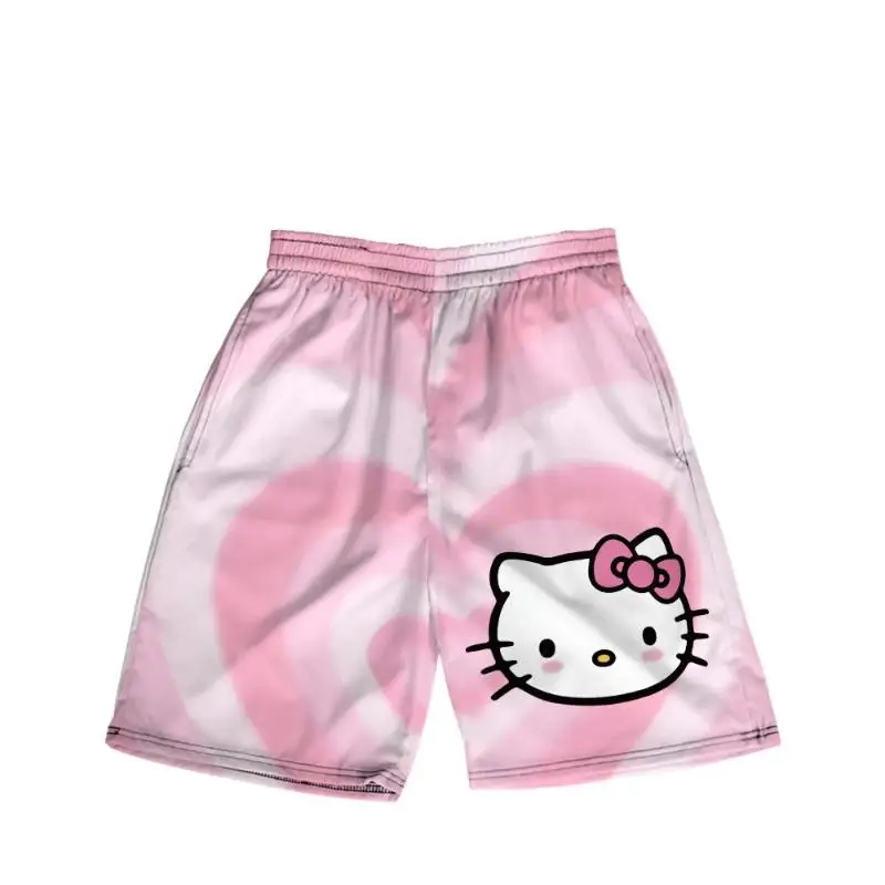 Sanrio 여름 반바지 Hello Kittys Kawaii 귀여운 크롭 바지 스포츠 느슨한 여름 핫 세일 캐주얼 편안한 통기성 만화