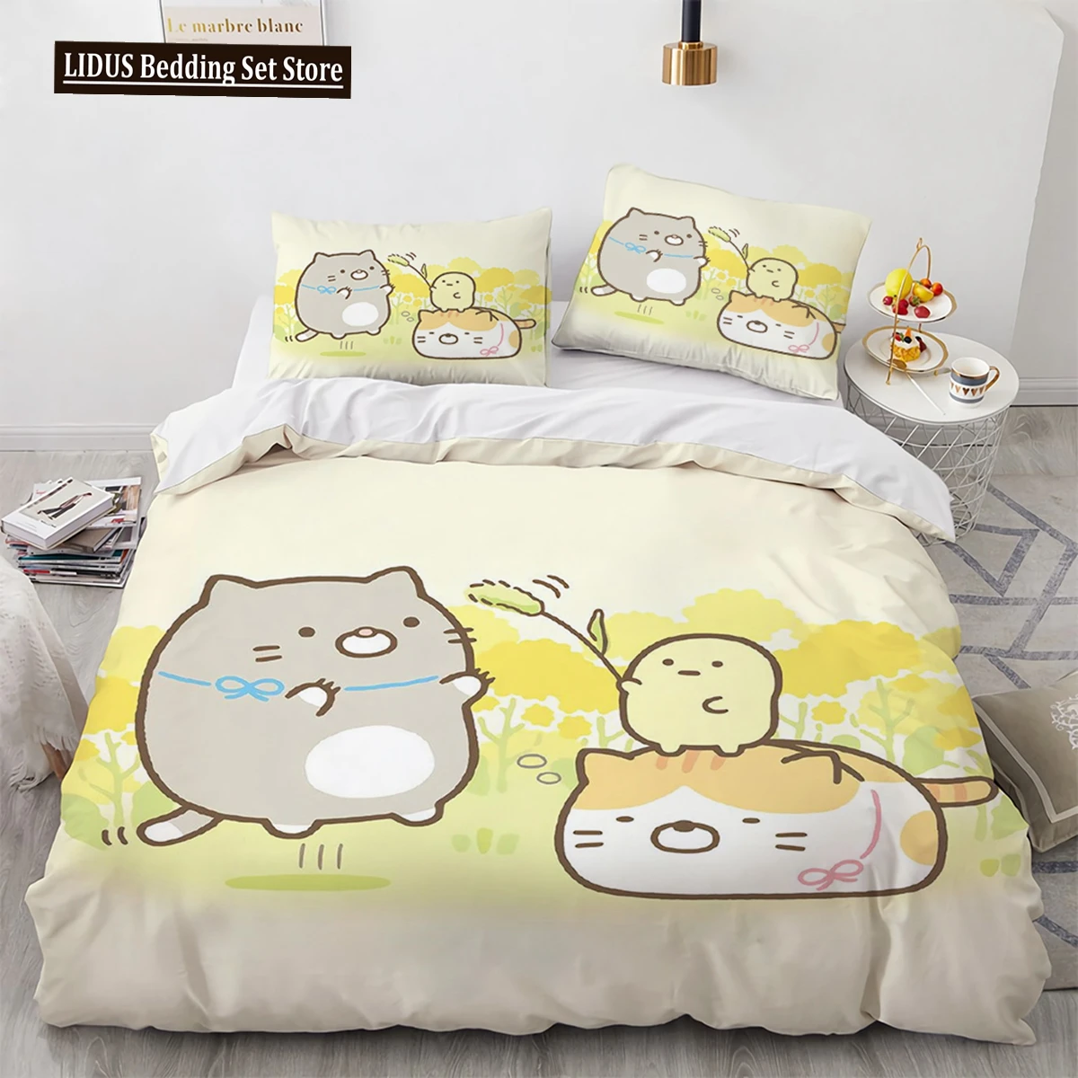 

Japanese Cartoon Sumikko Gurashi Anime Bedding Set Kawaii Cute Sumikkogurashis Duvet Cover Quilt Cover Pillowcase Queen King