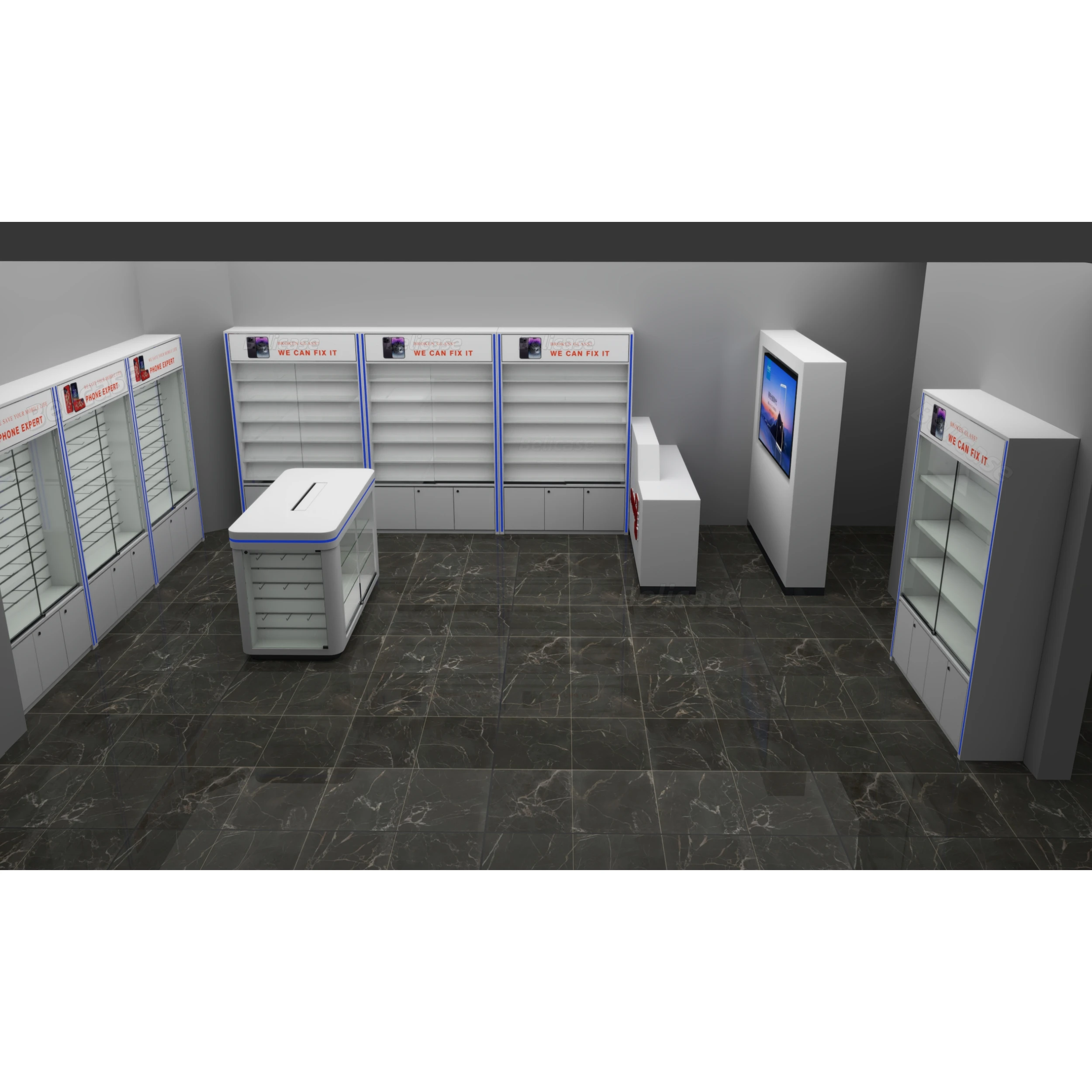 Phone Accessories Rack Display - Cell Phone Shop Slatwall Display Shelves