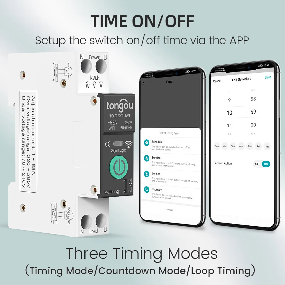 

Tuya WiFi Smart Circuit Breaker Switch 1-63A Adjustable Over Under Voltage Over Current Voice Wireless Remote Control