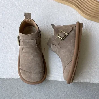 女性のレトロな大学のカジュアルブーツ,森システム,ショート,つや消し,シングル,用途が広い,大きいサイズを選択