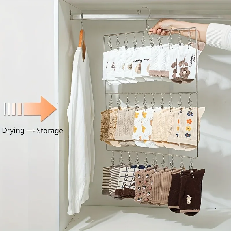 Maximize Space with a Stainless Steel Socks & Underwear Drying Rack - Wind & Rust Resistant!