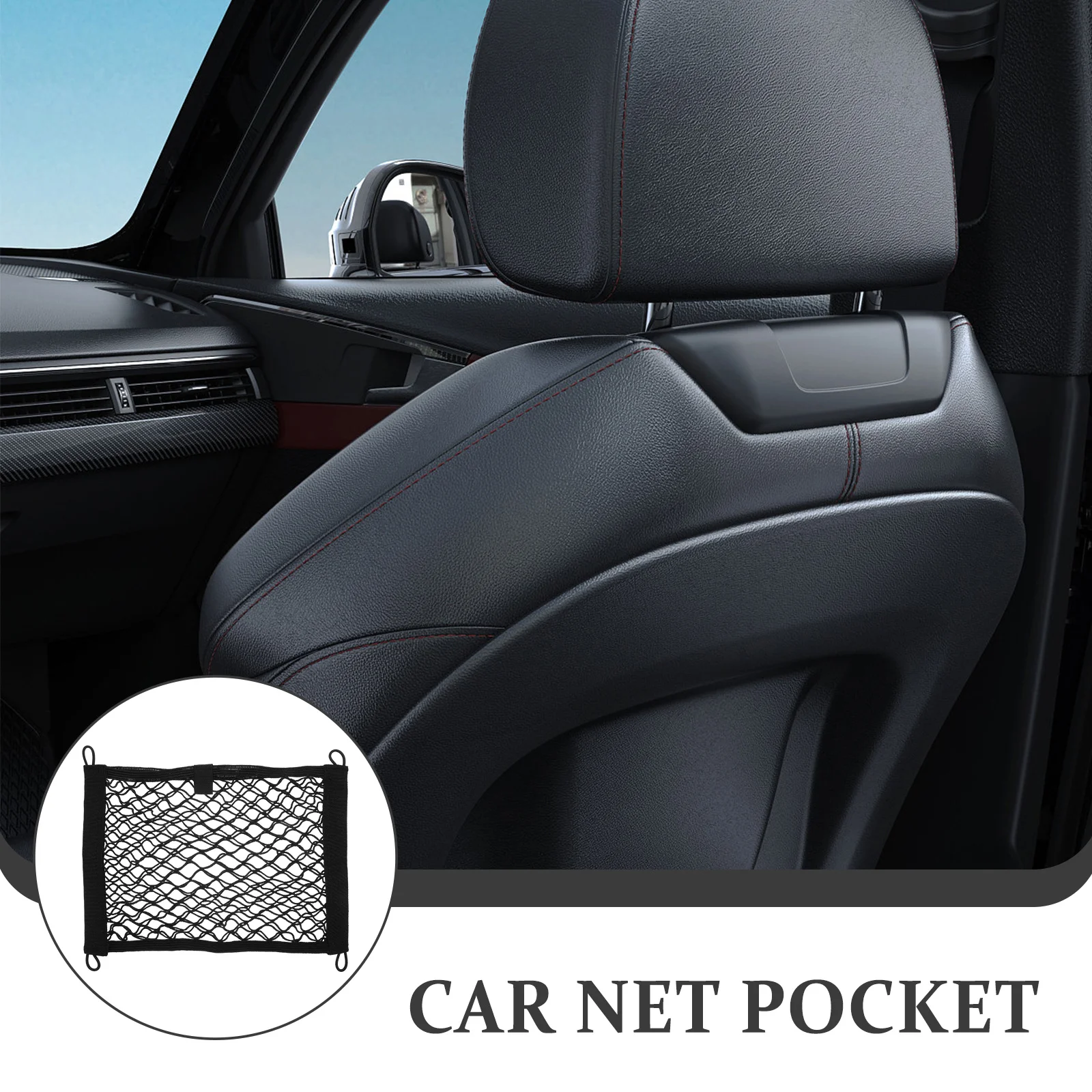 

Purse Car Seat Storage Network Mesh Pocket Kick-proof Bag Black Automotive
