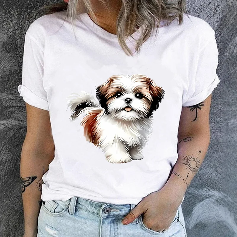Cute Yorkshire Terrier Dog Graphic T Shirt Women Lovely Yorkie Puppy Print Short Sleeve Tee Gift For Dog Pet Lovers Casual Tops