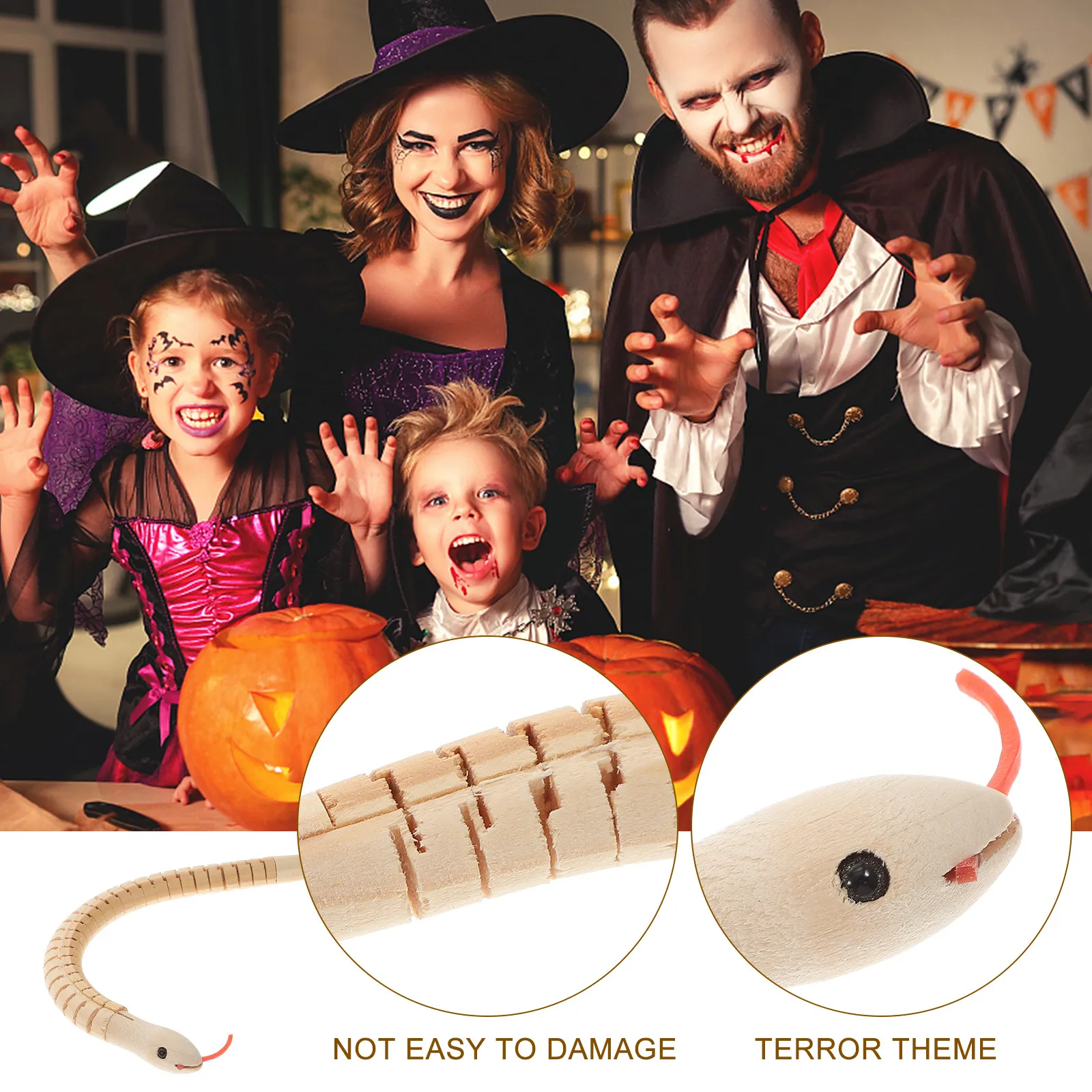 

8Pcs Flexible Jointed Wooden Lifelike Snakes for Halloween Decoration Haunted House Horror Party Prank Props Kids Family