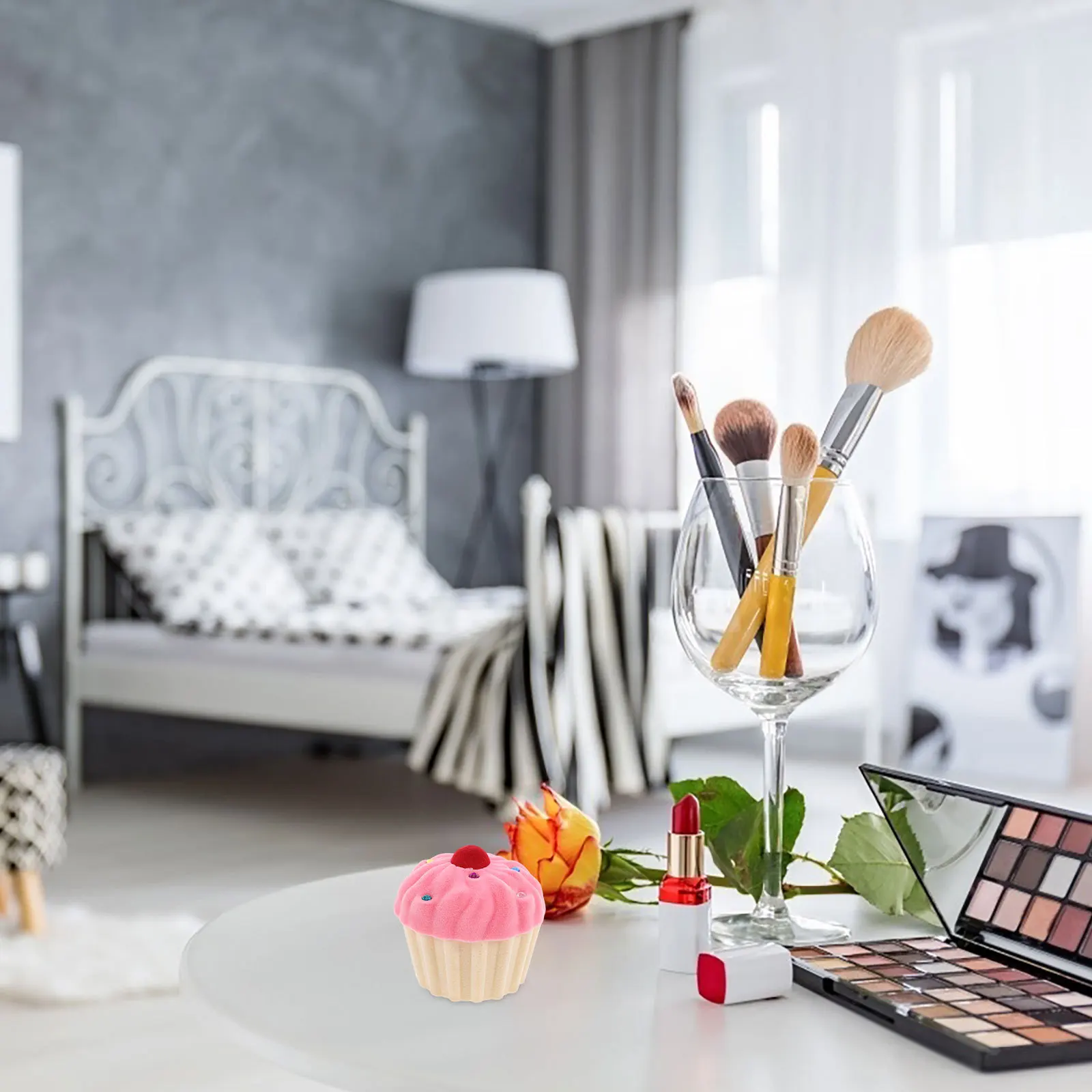 

Деревенская шкатулка для обручальных колец из композитного материала, винтажный шикарный футляр для ювелирных украшений, органайзер для подарков, розовый, бежевый