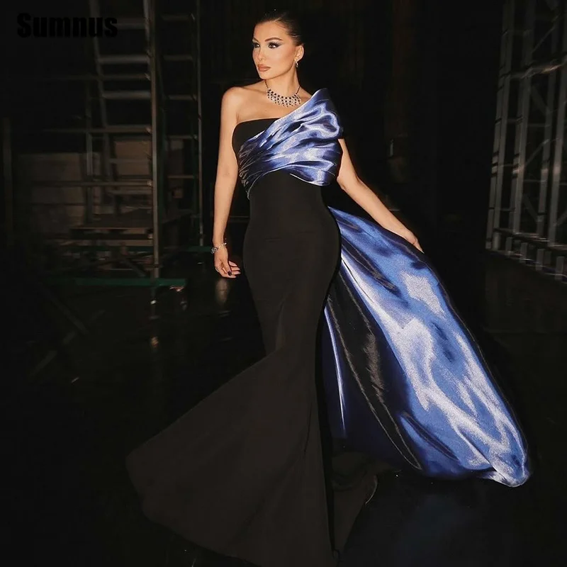 Sumnus Moderni Abiti da sera a sirena Colore a contrasto Senza spalline Pieghe Maxi Abiti da cerimonia Gala فسات БmaveraPersonalizzato
