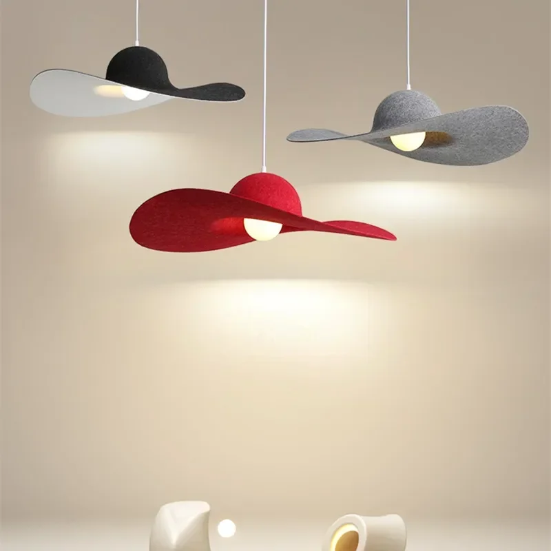 Felt Pendant Lamps Nordic Hat Chandelier Ceiling Hanging Light for Living Dining Room Bedroom