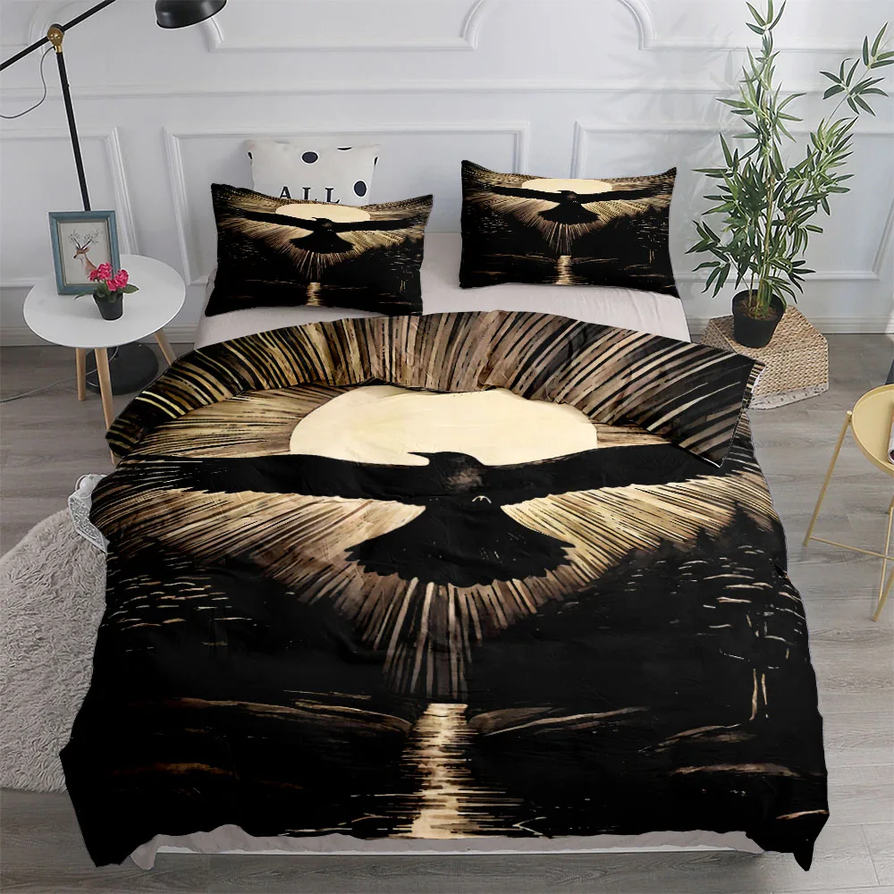 

Dusk Raven Poe Duvet Cover Set King Queen Double Full Twin Single Size Bed Linen Set