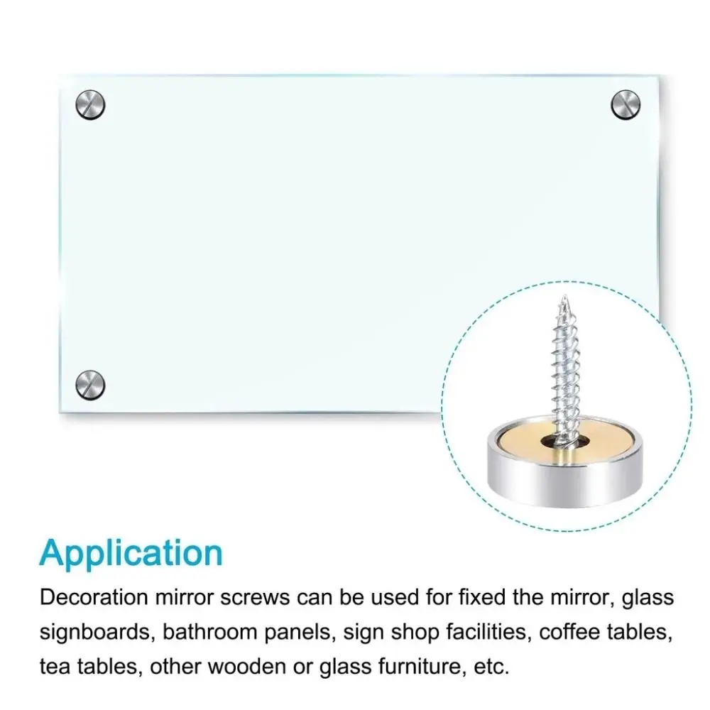 

Furniture Hardware Stainless Steel Mirror Nails Screw Cap Silver 16/22/25mm Mirror Screws Fasteners Nails Fasteners Tea Tables