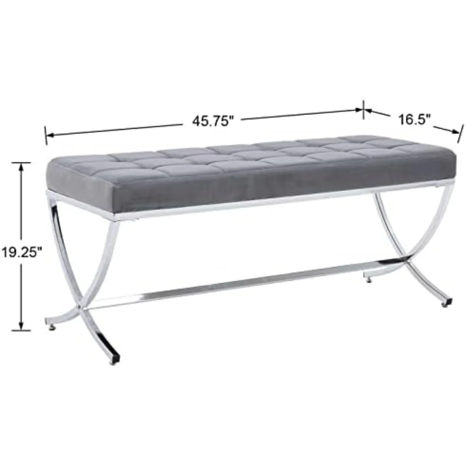Modern Tufted Ottoman Bench, Velvet Upholstered Dining Bench, Button Tufted Footrest Stool Vanity Seat with with X