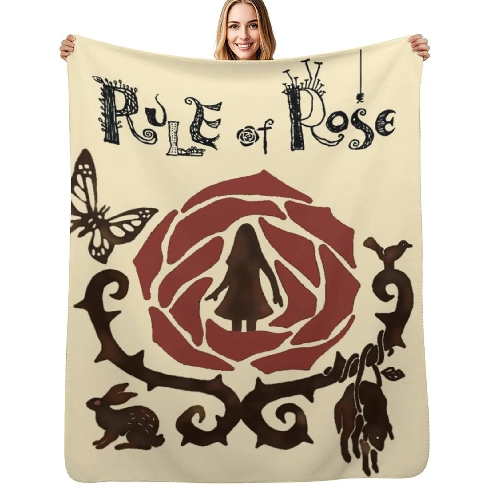 

Rule Of Rose Title Throw Blanket Furrys Bed covers Luxury Throw Retros Blankets