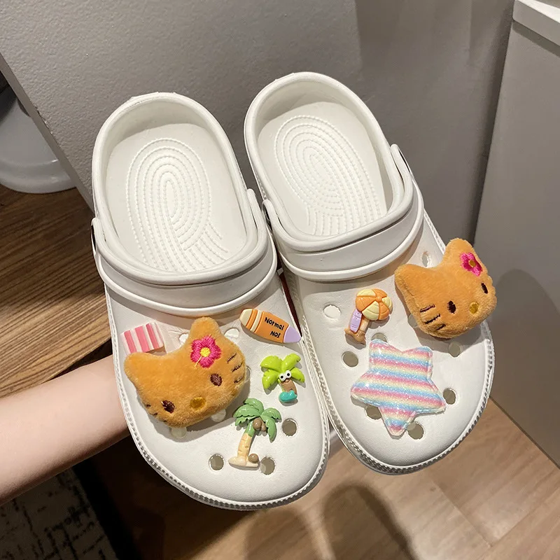 مينيسو سانريو مرحبا كيتي الأحذية السحر مجموعة الاستوائية هاواي KT القط الأحذية الديكور اكسسوارات للإزالة عطلة الشاطئ نمط #4