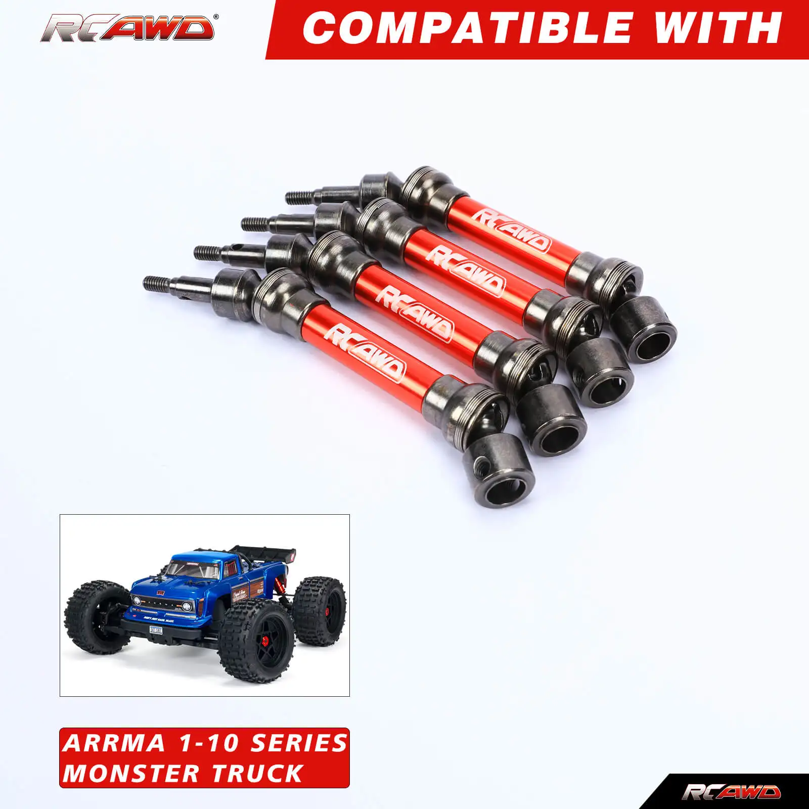 RCAWD 4pcs Drive Shaft CVD Axles Front Rear Driveshafts for 1/10 ARRMA 3s SENTON GRANITE BIG ROCK 3S Drive Shaft Upgrade Parts