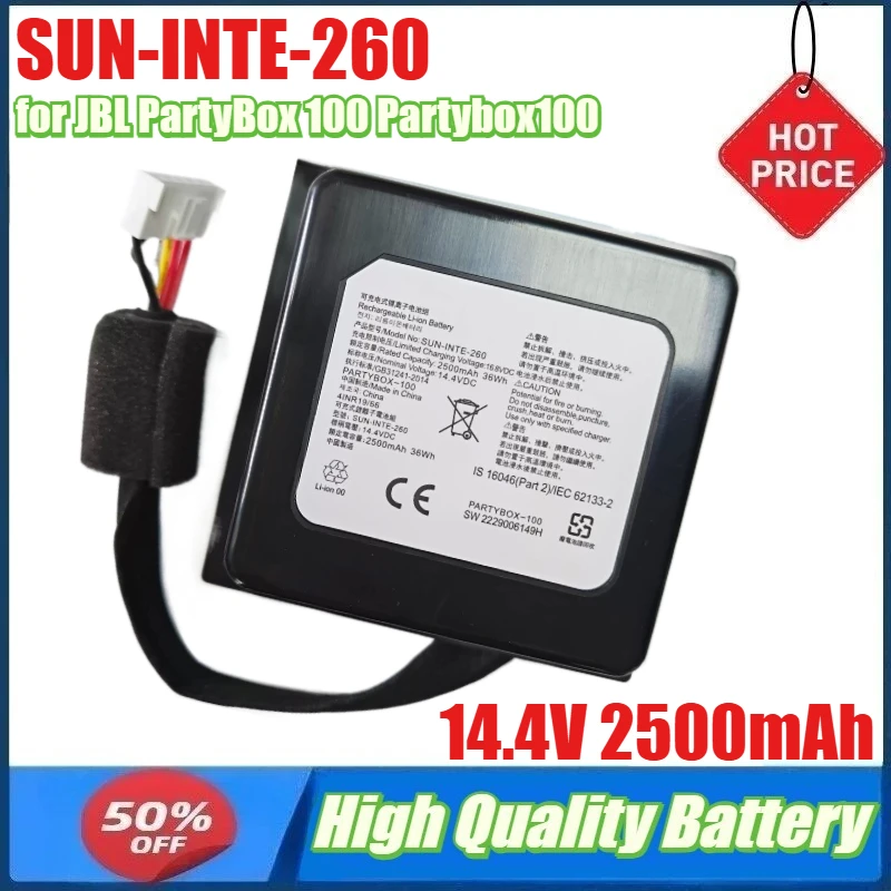 

14.4V 36Wh 2500mAh SUN-INTE-260 Battery for JBL PartyBox 100 Partybox100 Partybox-100 Speaker Battery