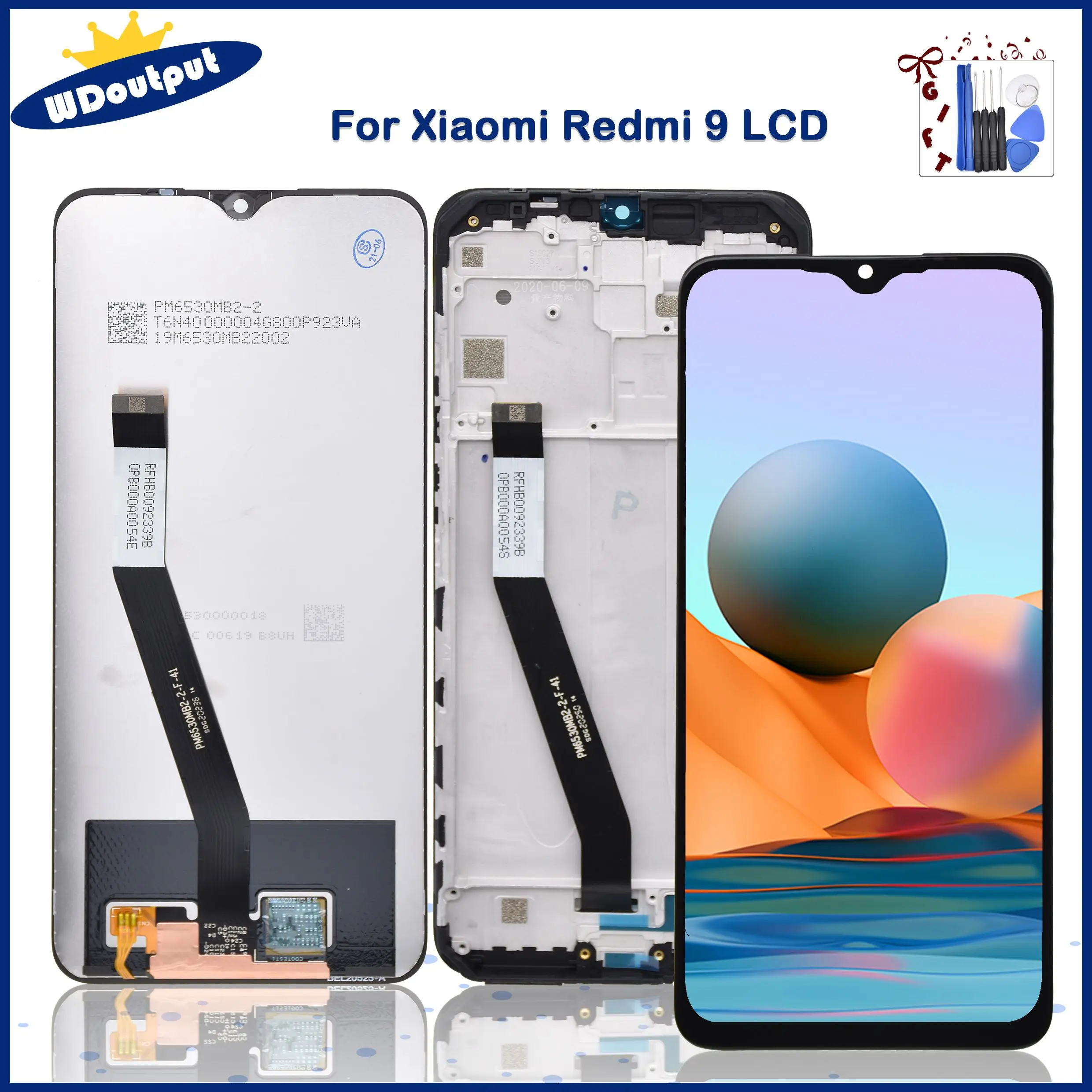 Remplacement de l\'assemblage du numériseur d\'écran tactile LCD pour Xiaomi Redmi 9, M2004J19AG, 6.53\