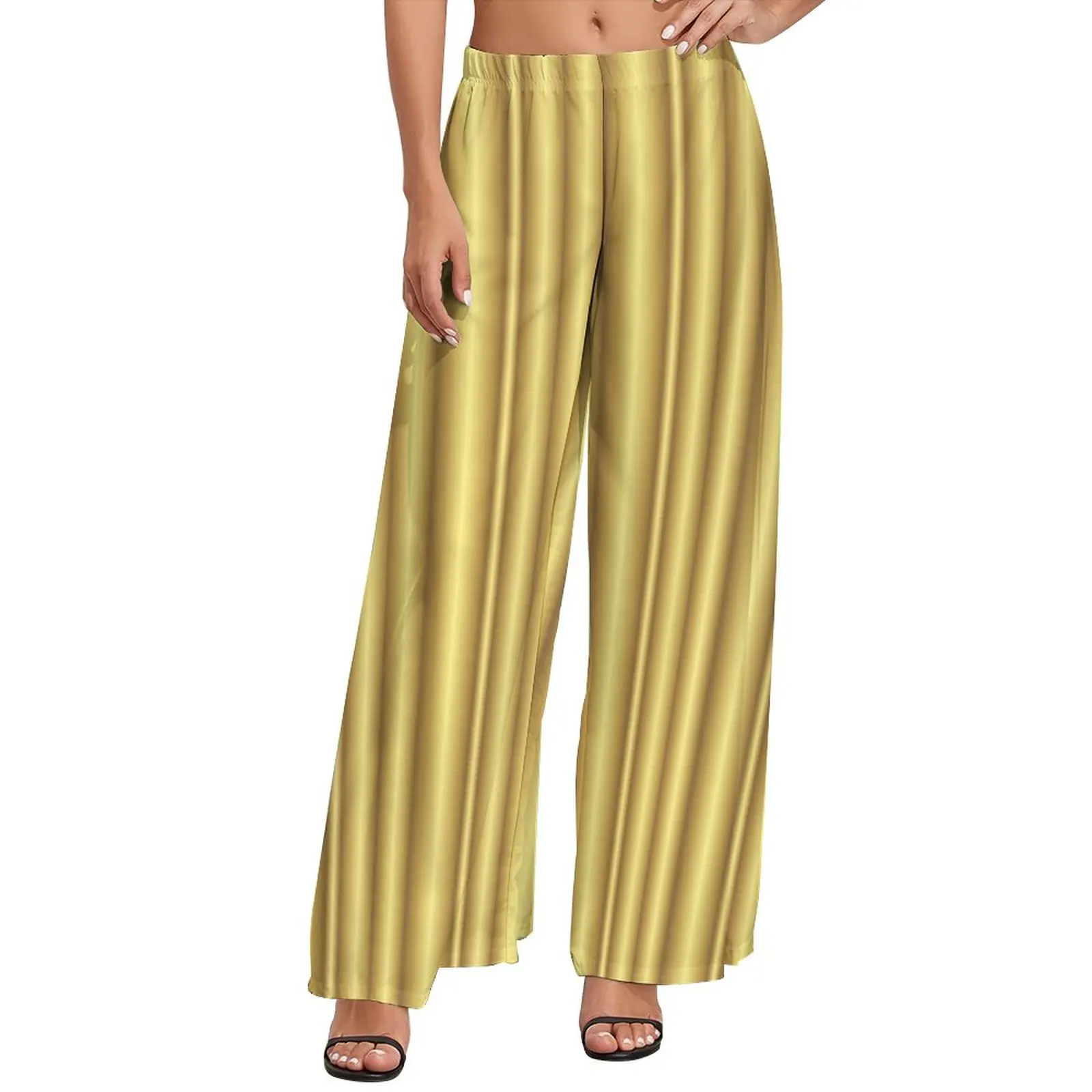 Striped Art Pants Gold Lines Print Harajuku Straight Wide Pants High Waist Trendy Trousers 4XL 5XL 6XL