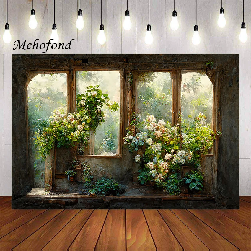 Mehofond การถ่ายภาพพื้นหลัง Retro Garden ภาพวาดทิวทัศน์ดอกไม้สาวผู้ใหญ่ศิลปะภาพตกแต่งภาพฉากหลังสตูดิโอ