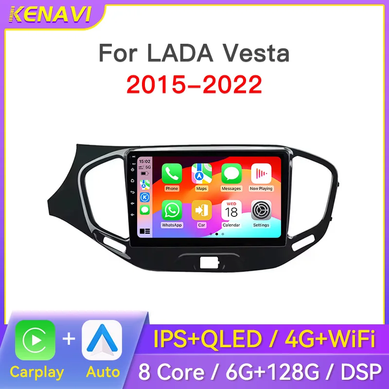 

2-диночное автомобильное стерео радио Android для LADA Vesta Cross Sport 2015-2022, центральный мультимедийный плеер, беспроводной Carplay, авто GPS, головное устройство