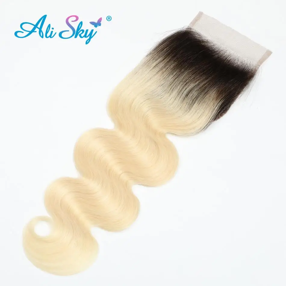 1b 613 Körperwelle 4x4 Spitzenverschluss HD Transparent Brasilianischer Haarverschluss 100 % Echthaar 13x4 Spitze Frontal Ombre Blonde vorgezupft