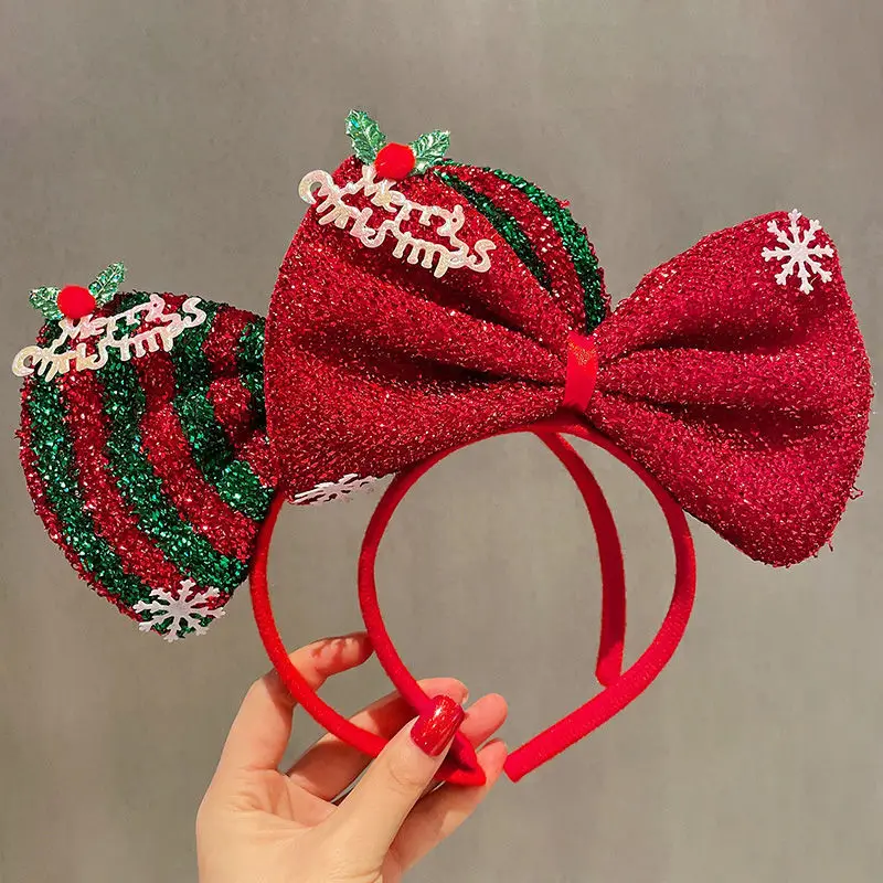 2024New Christmas Sen Deer Horn Hair Band Female Santa Claus Hair Band Headwear Holiday Dress Headband Hair Band Headwear