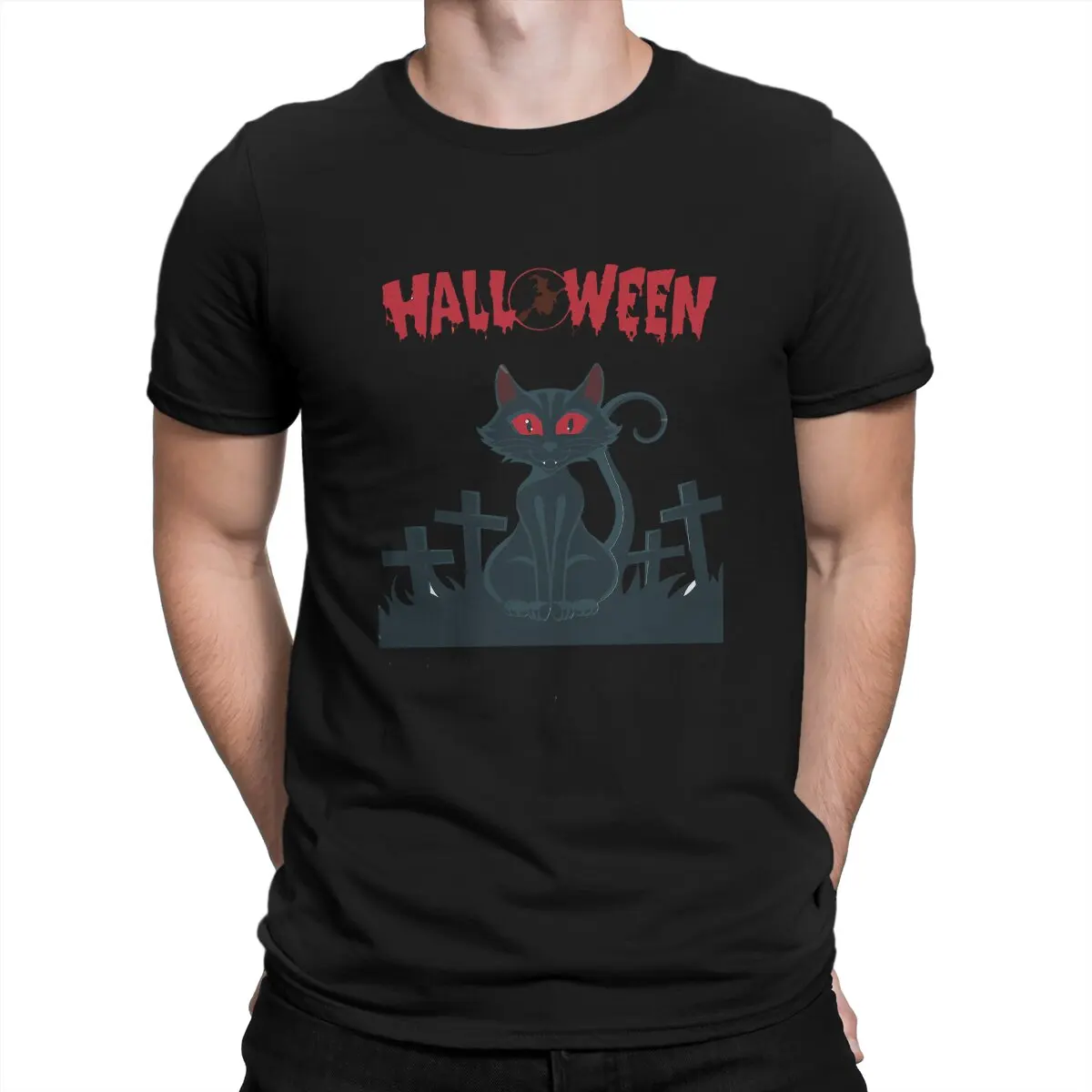 Men Night Witch Cat Meoween T Shirt Vampurr Clothing Unique Short Sleeve Crewneck Tees Summer T-Shirt