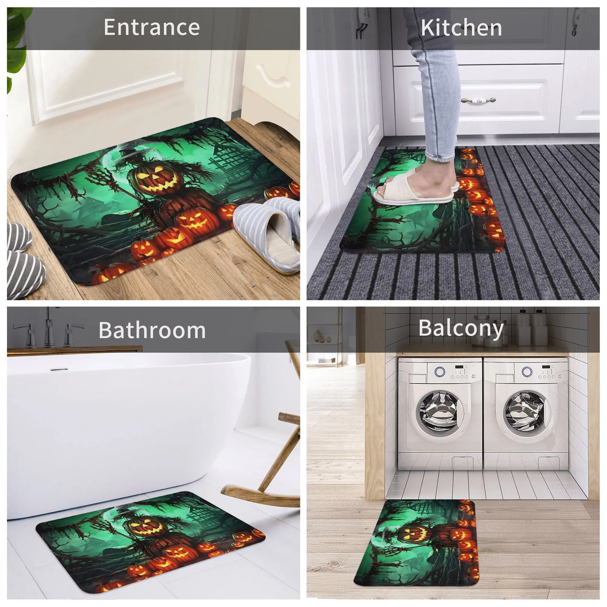 

Halloween Pumpkin Scarecrow Doormat Floor Mat Water oil proof Carpet Rug for Kitchen Entrance Home Living room Footpad Mats