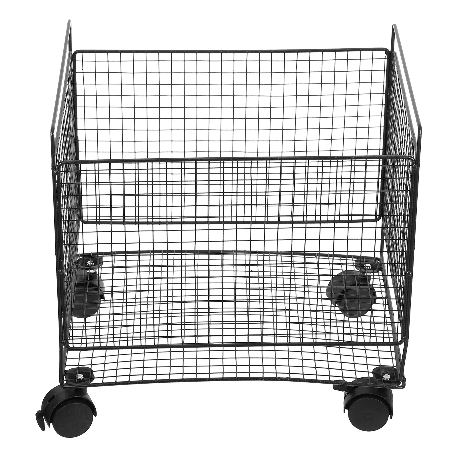 

Rolling Laundry Basket with Handles 12.97x12.77x9.82in Black Iron Dirty Clothes Storage Bin for Bathroom Bedroom Dorm Home