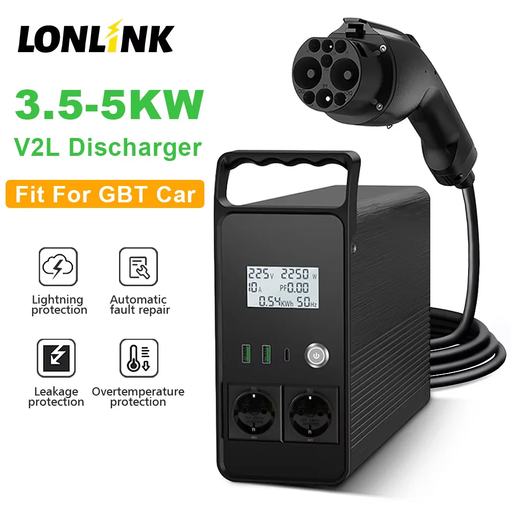 LONLINK New Energy Vehicle Discharger 5KW V2L V2H GBT Vehicle-To-Load V2L Electric Vehicles Power conversion EU Socket For VW ID